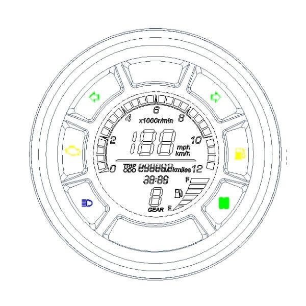 Compteur moto café racer voyant