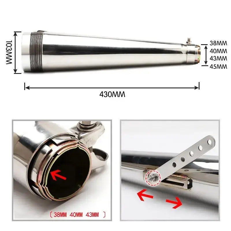 Silencieux Café Racer Chrome 43cm