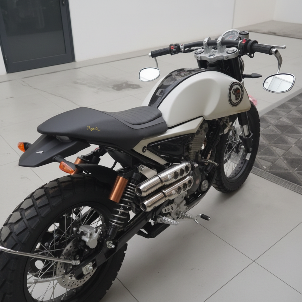 Rétroviseur embout de guidon moto couleur chrome vintage monter sur une Aprilia Mondial HPS 125 ou 300 