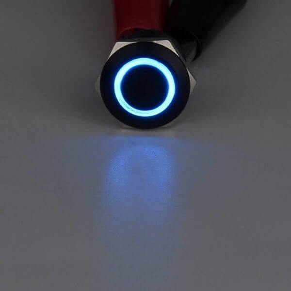 Bouton poussoir à LED moto bleu
