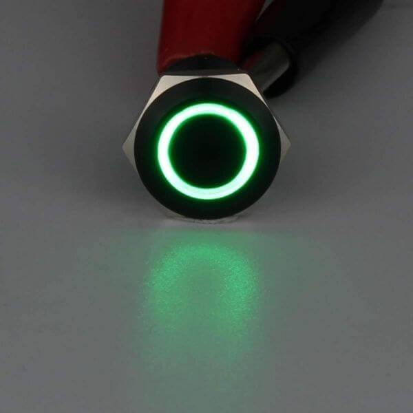 Bouton poussoir à LED moto vert