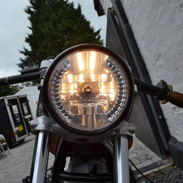 Acheter phare rond moto avec clignotant intégré, pas cher