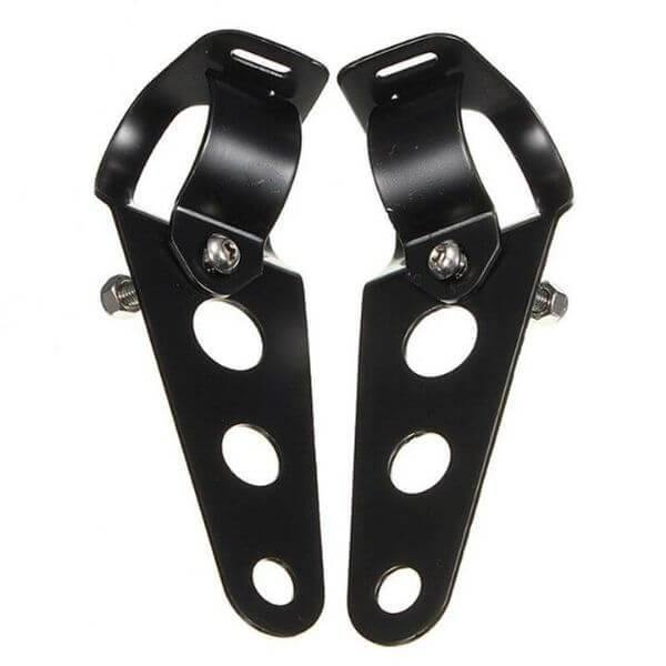 Support Phare Moto Chromé Universel 30-40 Mm – Patte De Fixation Fourche Déport 9 Cm – Paire Neuf