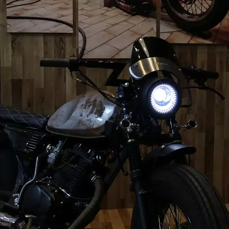 Phare LED rond 180mm pour moto FULL LED avec feux de jour - Noir