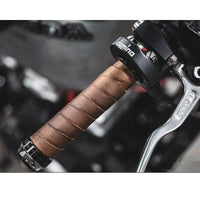 Thumbnail for Poignée Moto Cuir Vintage Marron | moto-scrambler