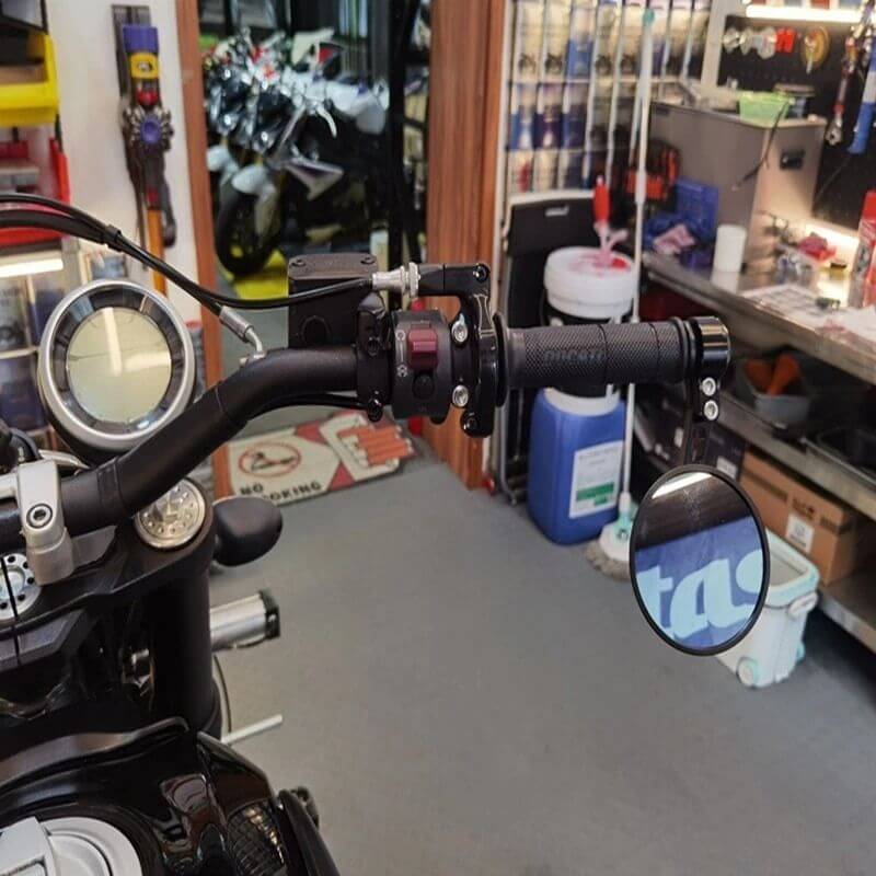 Paire De Rétroviseurs Moto 22mm Métal CNC - Embout Guidon Café Racer Scrambler Bobber Chopper - Noir Anodisé