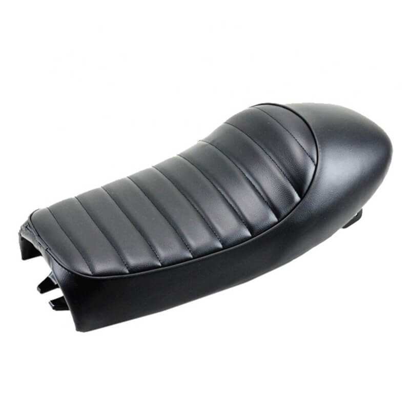 Selle Moto Café Racer/Scrambler Universelle - Cuir Synthétique Noir, Longueur 64 Cm, Supports Réglables, Style Rétro